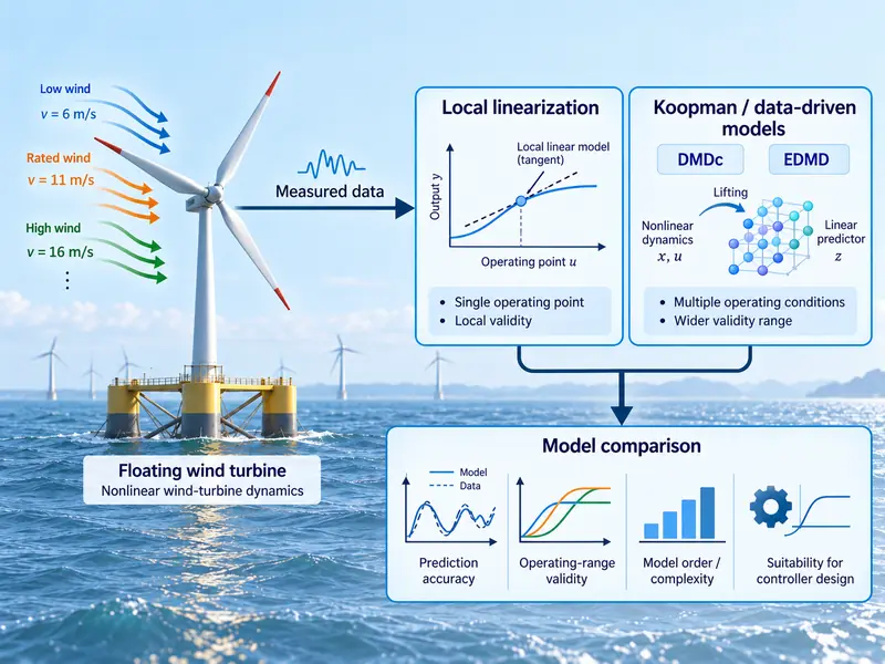 From Local Linearization to Koopman Models for Wind Turbines